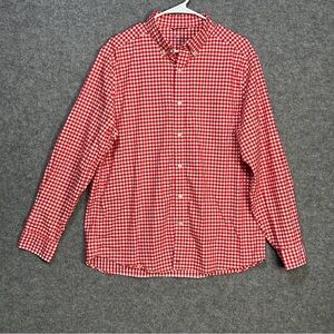 Vineyard Vines Men L OTG Brrr Gingham Red White Button Collar Breathable Shirt